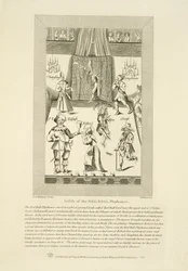 Inside of the Red Bull Playhouse, frontispiece to a collection of drolls by Francis Kirkman first published in 1672, published by William Herbert and Robert Wilkinson, 1809